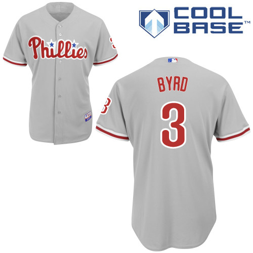 Marlon Byrd #3 Youth Baseball Jersey-Philadelphia Phillies Authentic Road Gray Cool Base MLB Jersey